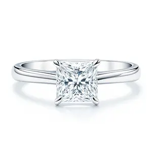 Solitaire 1.2ct Princess CZ Ring in Sterling Silver
