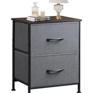 2 Drawer Dresser for Bedroom, Small Dresser with 2 Drawers, Bedside Furniture, Night Stand, End Table with Fabric Bins for Bedroom
