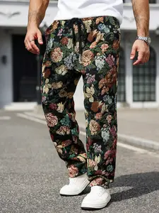 Men's Casual Jacquard Long Pants, Comfortable Fitted Design, Perfect for Daily Wear & Outdoor Activities, Casual Textured Trousers, Stylish Men's Clothing