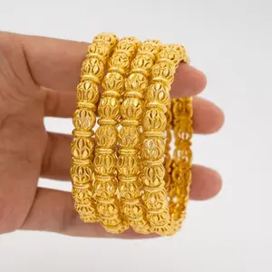 Vintage Gold Hollow Carved Bangle for Women, 18K Gold Plated Filigree Statement Bracelet, Adjustable Stackable Cuff Bracelets Wedding Party Jewelry Gift