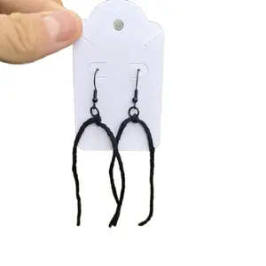 Sleek Elegant Black Handcrafted Dangly Yarn Earrings for All People
