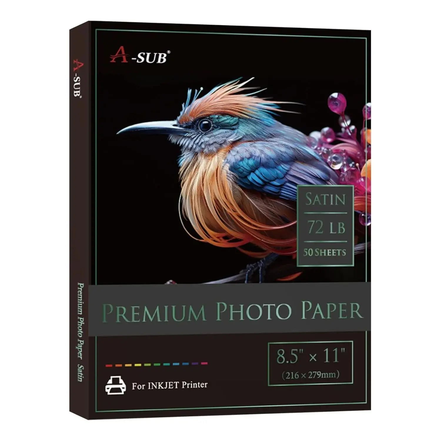 A-SUB Resin Coated Satin Photo Paper 260gsm 72lb, 8.5"x11", 50 Sheets (L06 Tone)