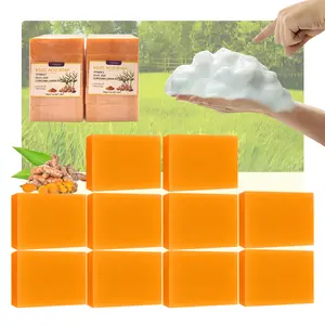 Natural Turmeric Soap Bars (10-Pack) - For Acne & Glowing Skin, Value Bulk Bundle for Face & Body