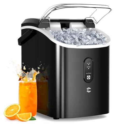 <Home Essentials> ecozy Countertop Sonic Nugget Ice Maker Chewable Ice Cubes 33 lbs Daily Output Self-Cleaning Stainless Steel for Party Kitchen Bar Black Friday Deal Icemakermachine Icemachine