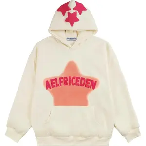 Womens Graphic Hoodies Pink Star Print Hoodie Unisex Oversized Hoodies Long Sleeve Pocket Pullover