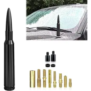 New Upgrade 1 PC Car Bullet Antenna, 50 Cal Bullet Antenna, Antenna Topper Replacement, Heavy Duty Pickup Truck Accessories, Fit for GM Chevy Silverado 1500 2500 3500 HD GMC Sierra 1500 2500 3500 (Black)