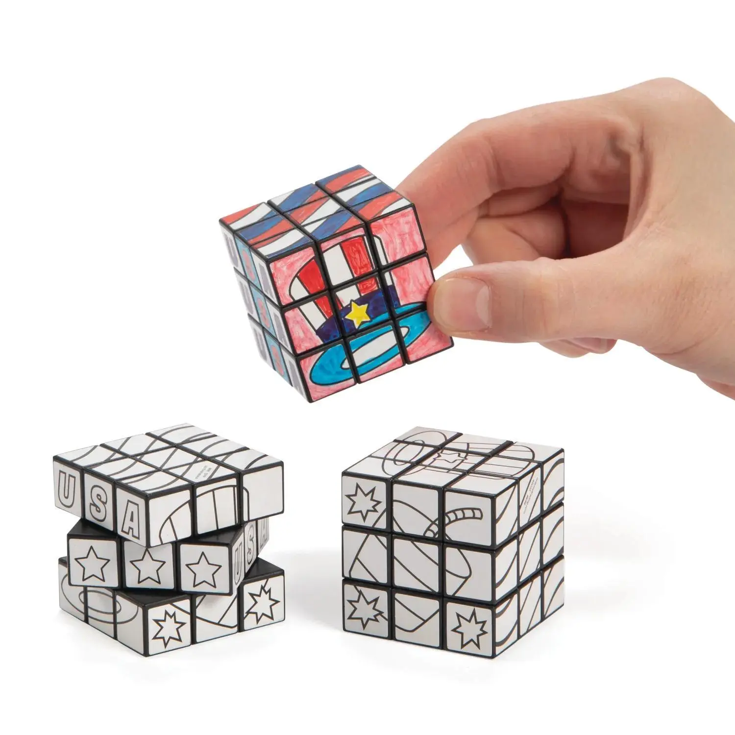 Color Your Own Patriotic Mini Puzzle Cubes - 12 Pc.