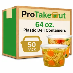 ProTakeOut, [64 oz] Heavy-Duty PP Deli Containers with Lids –50sets | Microwave & Freezer Safe | Durable, Leak-Resistant & Reusable | Ideal for Bulk Food Storage, Meal Prep, Restaurants & Catering