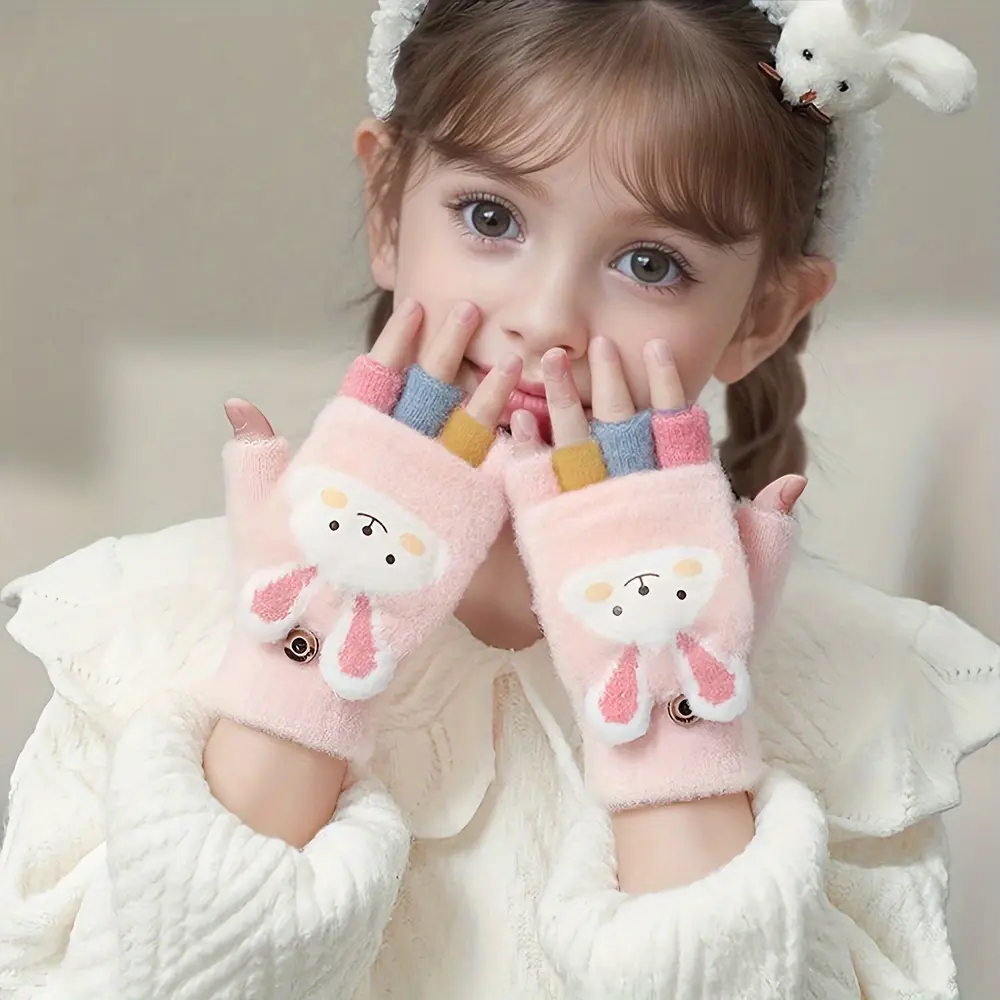 Red Face Bunny Gloves-Pink