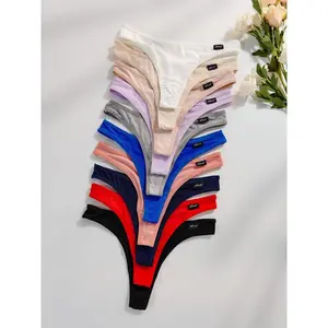 Women's Solid Color Patched Drop Waist Thong, Soft Comfy Breathable Knicker for Daily Wear, Women's Underwear for All Seasons