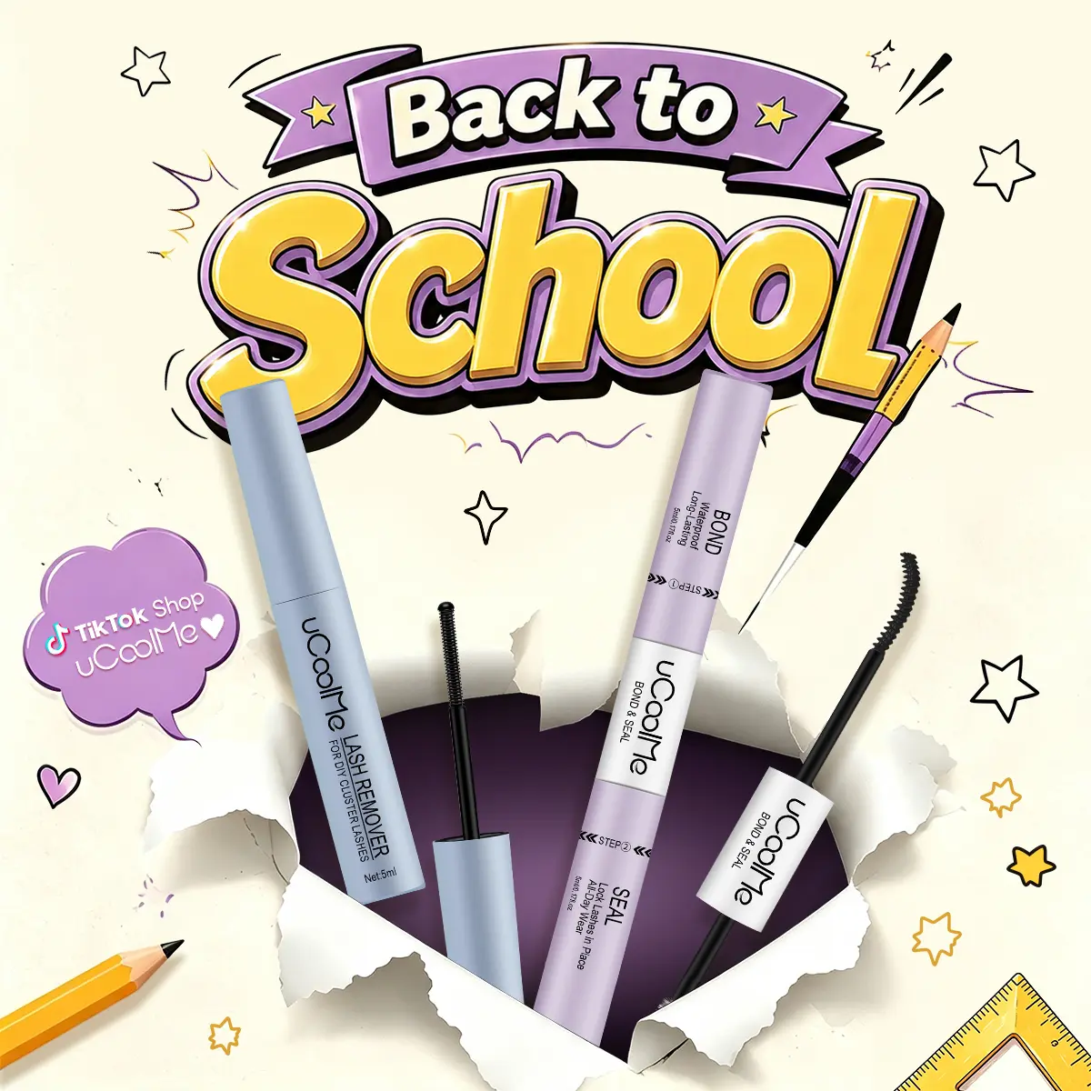 2-in-1 Lash Bond and Seal with Remover Kit, Waterproof Adhesive for a Strong, Long-Lasting Hold on Lash Cluster Extensions,sunscreen,back to school