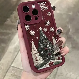 Phone Case with Snowflake Christmas Tree Design, Suitable for iPhone 11, 12, 13, 14, 15, 16, 17 PIUS, Pro, and Promax