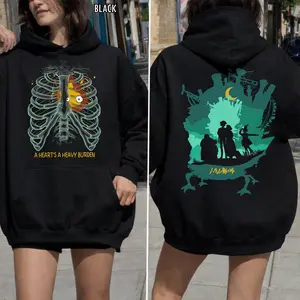 Unisex A Heart's A Heavy Burden  2 Sided Hoodie, Sweatshirt, Studio Ghibli Shirt, Y2K Shirt, Gift for Anime Lovers