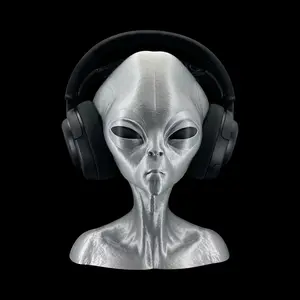 Roswell Grey Alien Headphone Stand from Zeta Reticuli – Extra Large 12" Gaming Headset Holder