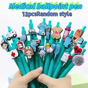 12-Pack Medical Nurse Doctor Ballpoint Pens, Random Design, Perfect Gift for Nurses' Day, Essential Office Supplies, Ballpoint Pen Set