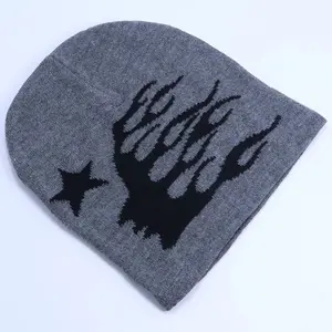 Hell-star Trendy unisex beanie hat with cool graphic design – soft knit, comfy fit, perfect for daily street looks