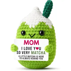 Cute Crochet Matcha Funny Gift for Mom - Handmade Pun Birthday Present for Mother from Daughter Son, Desk Decor