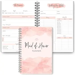 Maid of  Planner  Wedding Planning Organizer for Bridesmaids | Bachelorette & Bridal Shower | Matron of , 120gsm  Paper, Soft Touch Cover | Wedding Checklists & More | A5 Pink