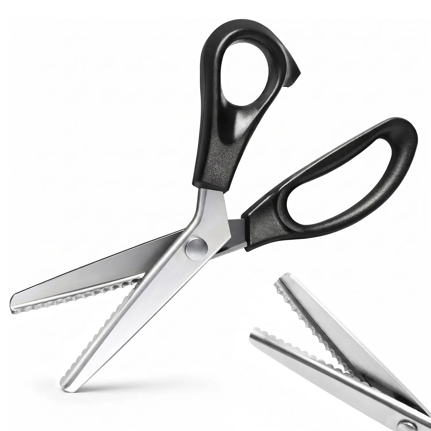 Pinking Shears Comfort Grips Crafts Zig Zag Cut Sewing Scissors, Stainless Steel (5mm, Scalloped), Scalloped Serrated Scissors, Zig-Zag Cut Sewing Scissors, Professional Handheld Dressmaking Tailor Scissors for DIY Crafting