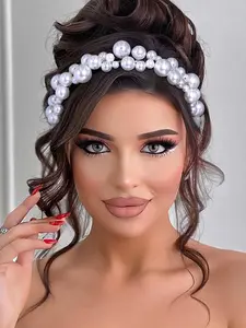 Faux Pearl Decorated Bridal Headband, Elegant Bridal Headwear for Wedding Party Formal Occasions, Fashion Hair Accessories for Women