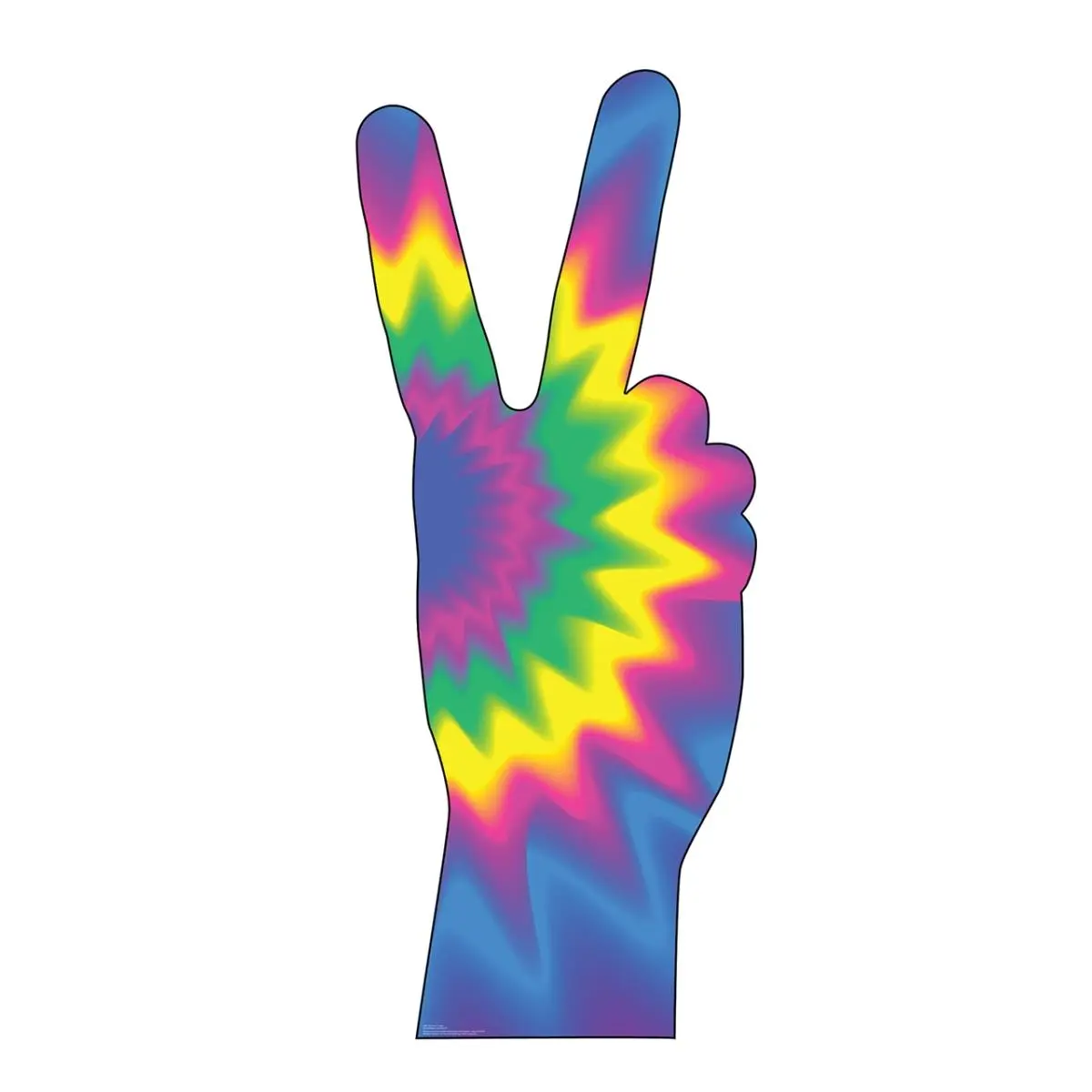 212 MAIN Large Single-Side 75x31 in 70's Peace Fingers Cardboard Cutout Standup with Stand-Up Easel, Home Decor, Party Photo Prop & Accessory
