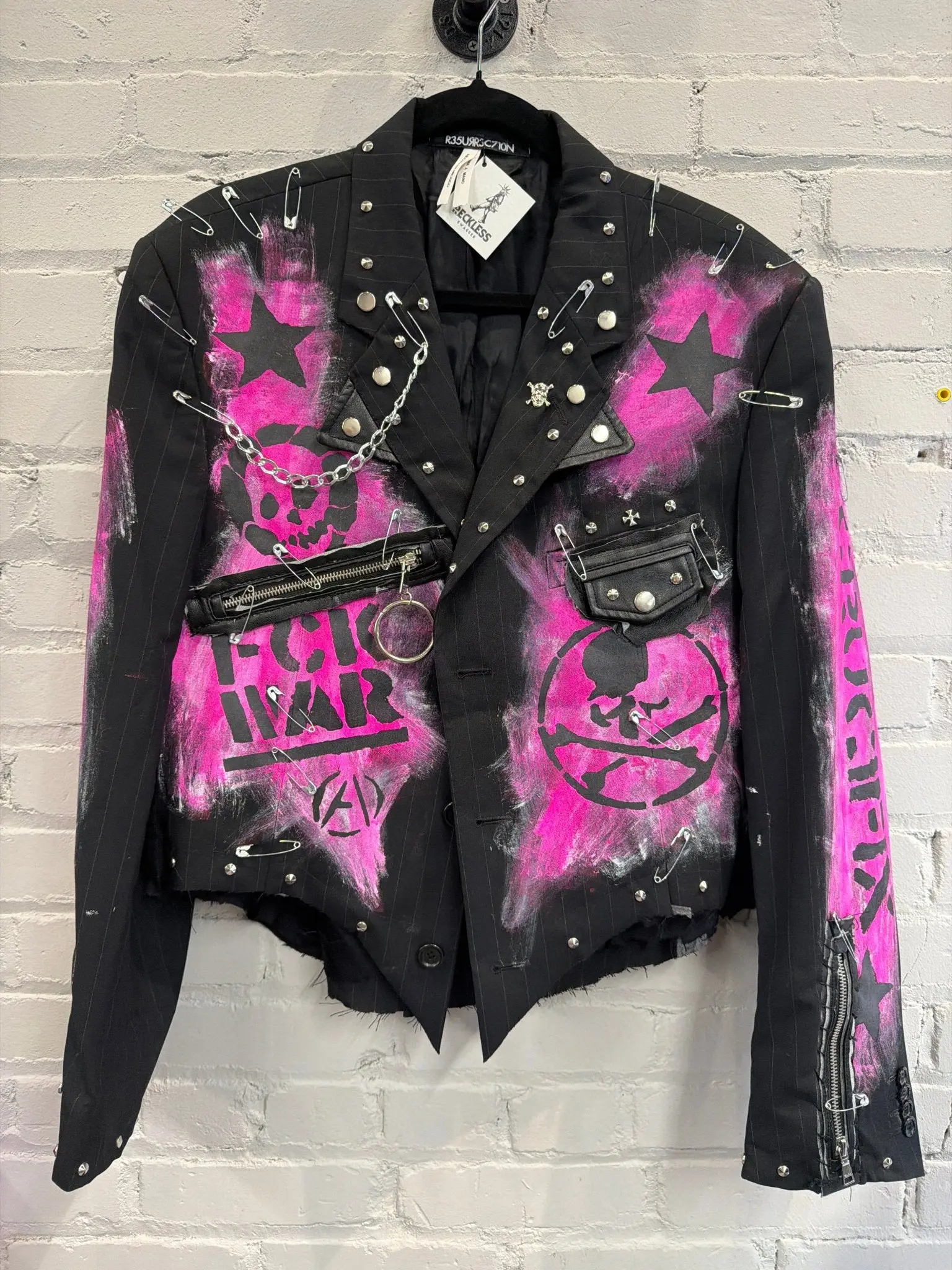 No Future F War Black w Hot Pink Punk Jacket