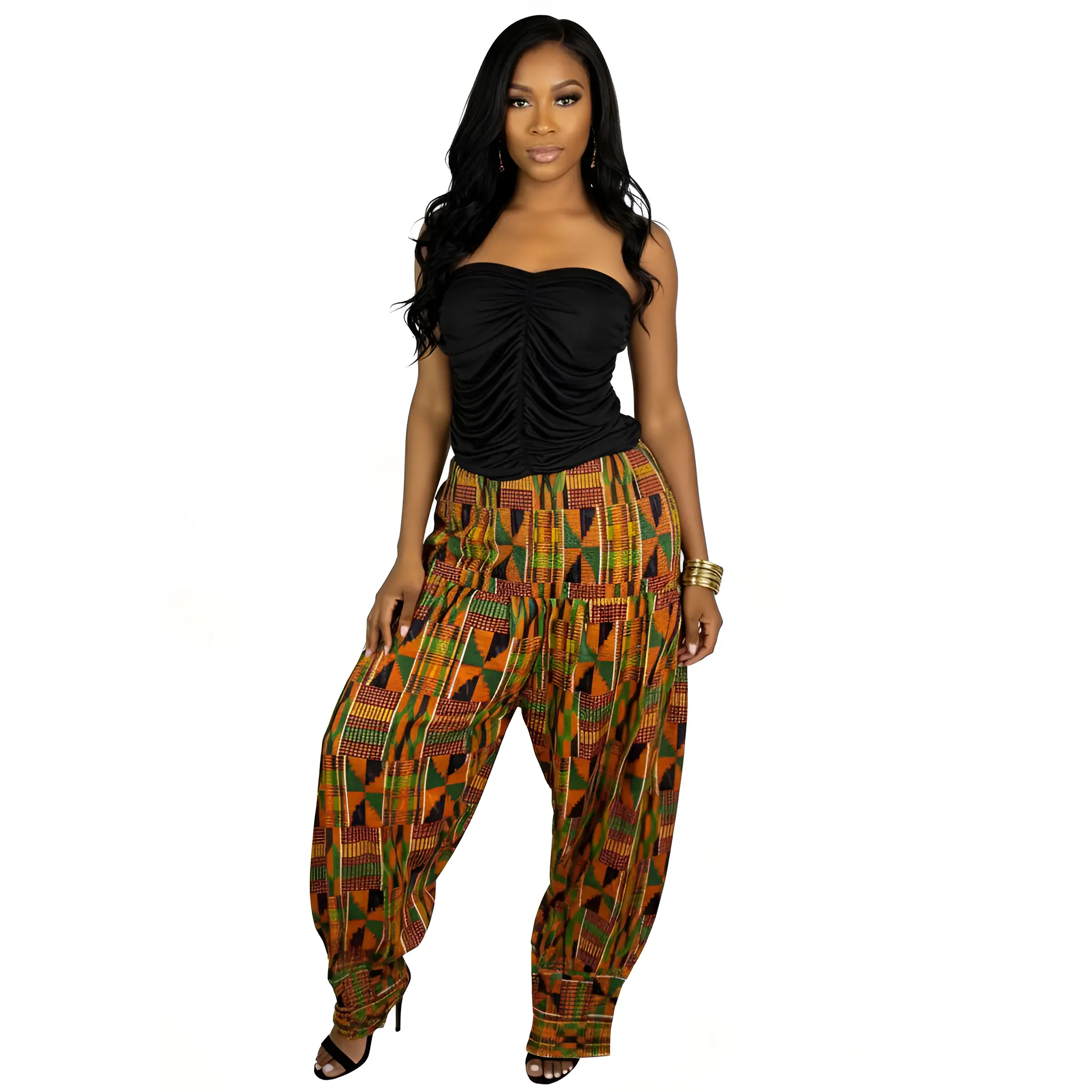 High Waisted Ankara Kente Pants | African Print Trousers | Side Pockets | Bold Statement Fashion