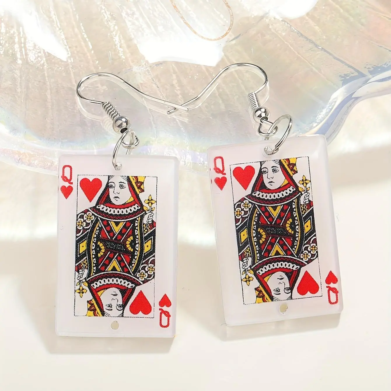 Women's Creative Texas Poker Number Custom Charms Earrings - Playing Cards Charm Hook Costume Jewelry Gift, Charm Hook Earrings