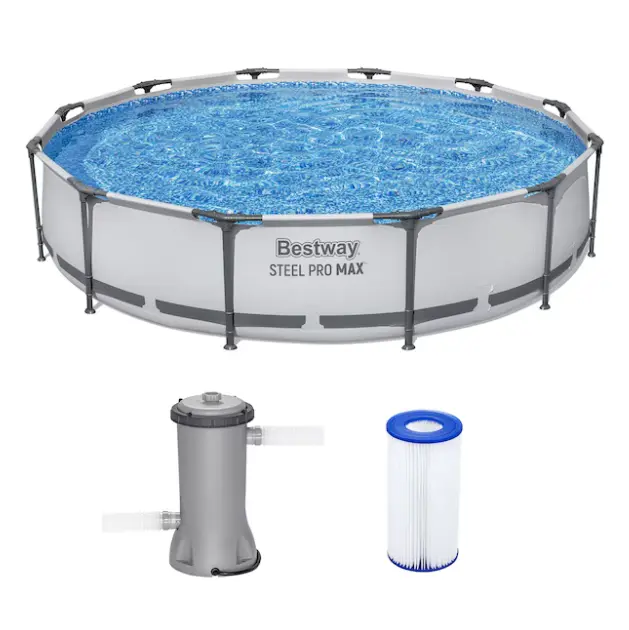 Bestway Steel Pro MAX 12 Foot by 30 Inch Above Ground Swimming Pool Set, swimming set, outdoor pool, family swimming, backyard recreation, summer fun, durable steel frame