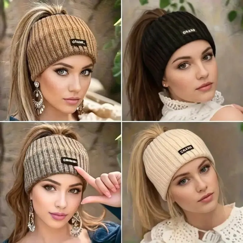 4-Pack Women’s Soft Knit Fringe Headbands, Knotted Zigzag Sweat-Wicking Ear Covers, Stretch Athleisure Hair Bands for Gym Workouts & Daily Sports,sohochic