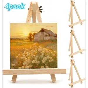 4Pack Wooden Display Mini Easel Desktop Tripod Easel New Photo Frame Bracket Portable Canvas Photo Picture Sign Holder