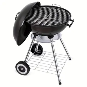 17.5-Inch Portable Charcoal Grill - Wheeled Kettle BBQ for 3-5 People Backyard Parties