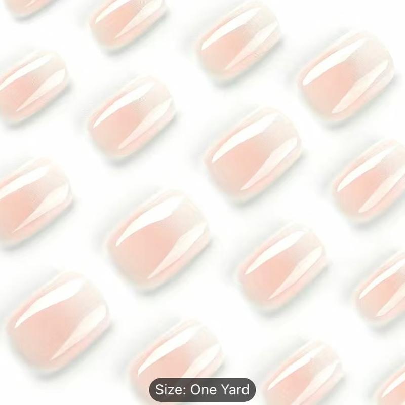24pcs Glossy Short Square Fake Nails, Tender Pink Gradient Press On Nails, Solid Color False Nails For Women Girls Daily Wear Nail Art Nail Care Nail Polish Polish Salon Cutics Manicure Cosmetic