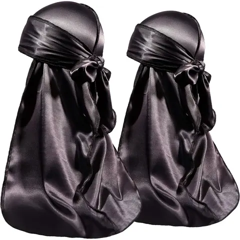 2 Pieces Silky Durag Pack for Men Women Waves, Premium Satin Deluxe Du-rag, Scarf Head Wrap, Hair Scarves, Headscarf