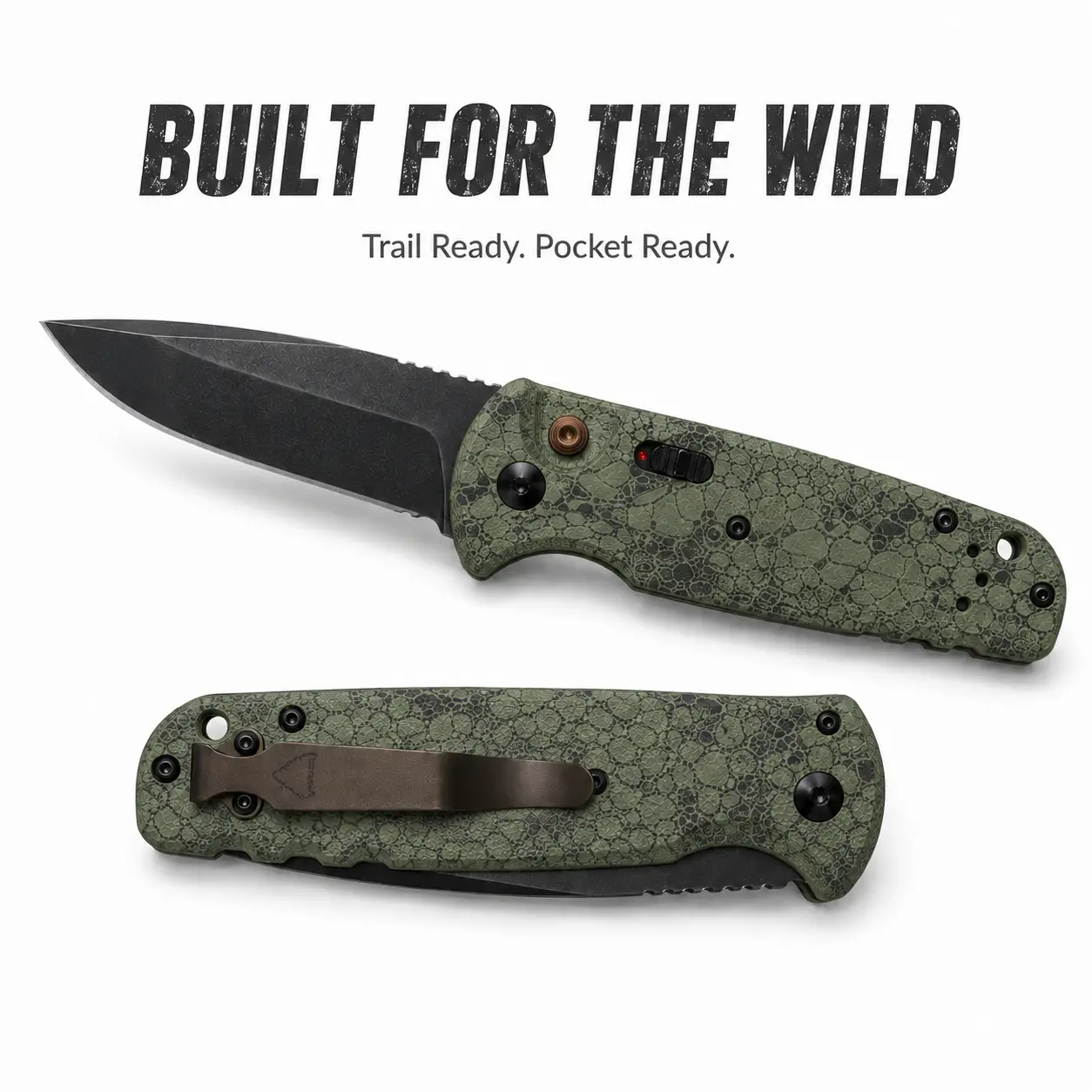 Handmade Knife Style Folding Pocket Knife, Durable EDC Knife with Green Textured Handle and Black Blade Finish, Compact Everyday Carry Knife for Camping, Fishing, Hiking, Travel and Daily Use, Practical Gift for Dad, Boyfriend and Friends
