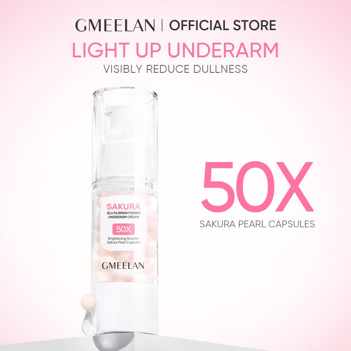GMEELAN Sakura Gluta Underarm Cream 30G with 50X Sakura Pearl Capsules for Brightening & Hydrating Skin Repair Moisturizer
