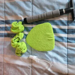 Windshield Cleaning Tool, Microfiber Car Window Cleaning Tool with 4 Reusable,Washable Microfiber Pads,Extendable Handle,Auto Interior Exterior Glass Wiper Car Glass Cleaner Kit,Car Cleaning Supplies