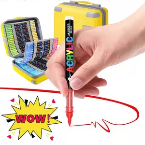 Guangna 360 High Saturation Soft Tip Acrylic Markers, Large Capacity Liquid Ink, Easy Water Washable, Christmas Painting Supplies, Acrylic Marker Pen