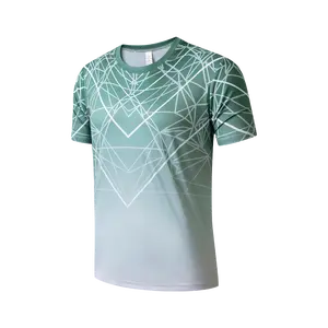 Men's Ombre Print Round Neck Sports Tee Breathable Quick Drying Crew Neck T-shirt Casual Sporty Top