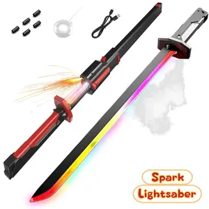 US In Stock  New Interstellar War Blade Spark Lightsaber Luminous Toy Black Technology Cool Spray Colorful Streamer Knife,Sword Sparks, Cool Sound Effects, Chopping Light Feeling Gifts St. Patrick’s Day Gifts 2026 Lucky Green