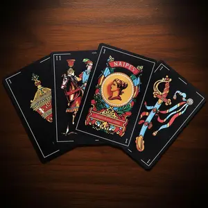 Spanish Playing Cards, Original Spanish Cards Games Deck of Cards, Briscas Cards Puerto Rico, Mexican Playing Cards (Black-Gold Foil - 1)
