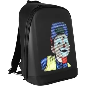 Gelrova LED Color Screen Customizable Photo/Icon Backpack Water-Resistant Travel Bag with USB Port Comfortable Padding for Biking Double Zipper Design Adjustable Shoulder Breathable Back All Seasons