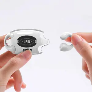 EnFun Wireless Clip-on Earbuds, Air Conduction OWS headset Bluetooth 5.4 with microphone, TWS earplug IPX5 waterproof and sweat-proof Headphones with charging box, wireless headset compact to carry microphone for running Wireless Audio Earphones