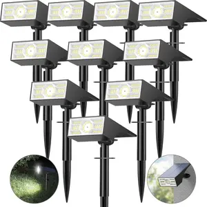Solar Spot Lights Outdoor,10 Pack/56 LED Outdoor Lights for Yard  IP68, 4 Lighting Modes Solar Landscape Spotlights, Auto /Off Solar  Flood Lights Garden Pathway,Cool White
