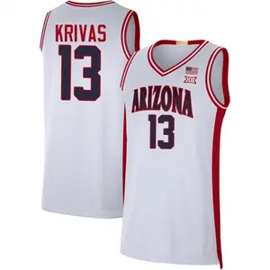 White Red College Basketball Jersey #13 Krivas Style Fan Shirt, Arizona Inspired Sleeveless Tank, Game Day Outfit, Sports Gift Men Women
