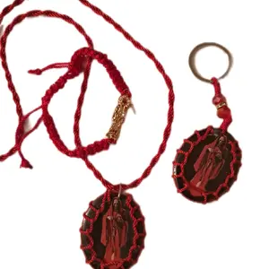 Santa Muerte 3pc Necklace Bracelet & Keychain Set Unisex Adjustable Fit Holiday Accessory