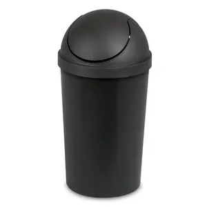 Sterilite SwingTop Wastebasket, 3 Gal Round Trash Can w/Swing Lid, 6 Pack, Black
