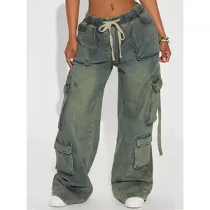 Glitz Gal Met My Match Baggy Cargo Jeans - Vintage Wash