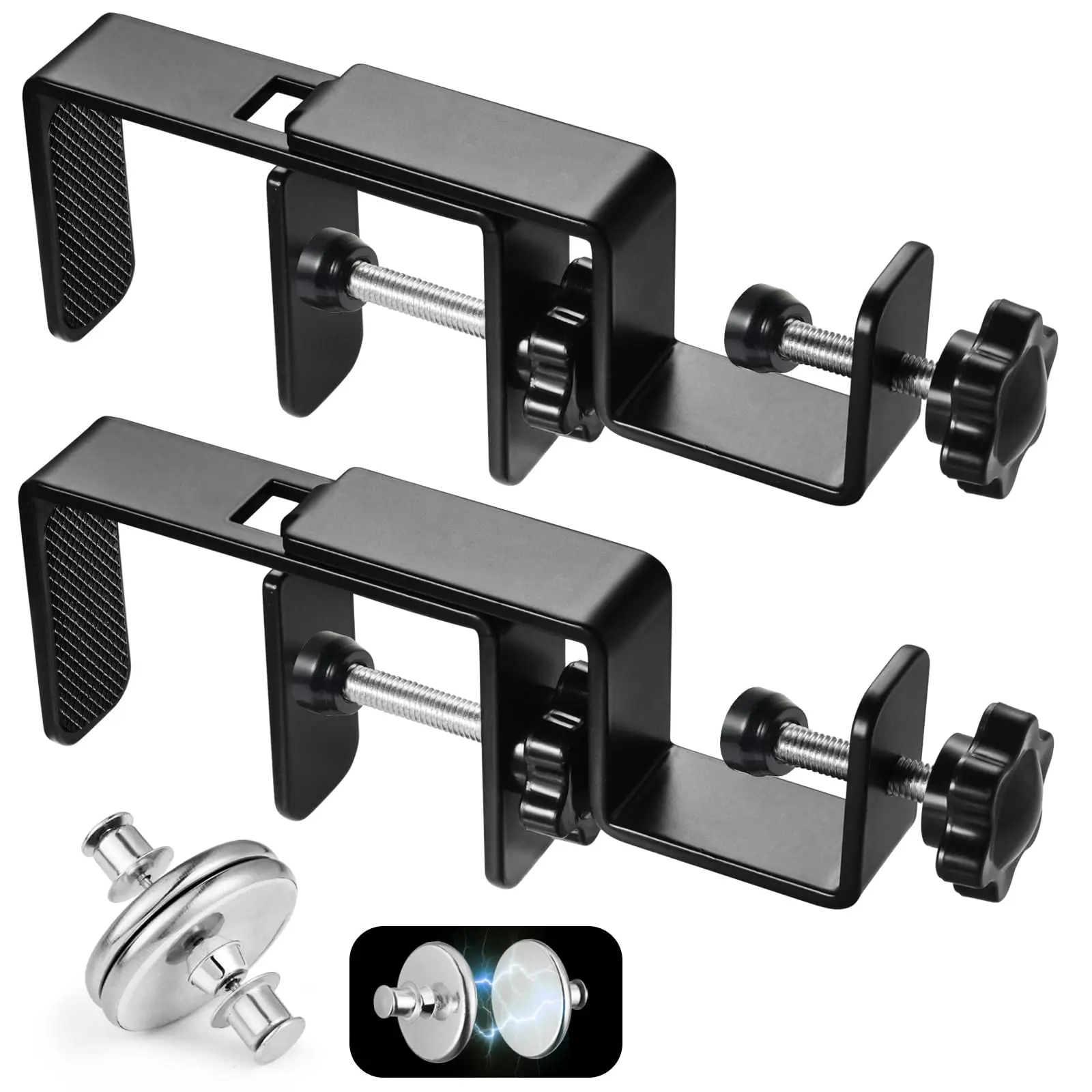 Outside Mounted Blinds Curtain Rod Bracket Adjustable 1.2-2 Inch Width Track Tool-free And Drill-free  Ideal For Living Rooms Bedrooms Restaurant Offices Brackets(black 2pack)