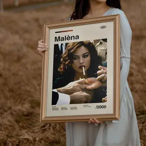 Malena Vintage Movie Poster Monica Bellucci Cigarette Minimalist Midcentury Wall Art Print